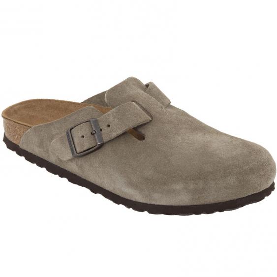birkenstock boston in taupe suede